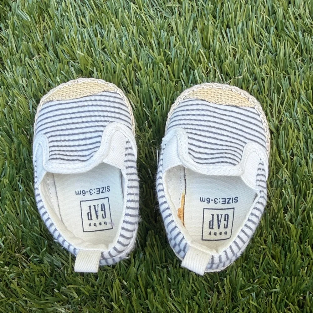GAP Baby Slip-On Shoes - Cream and Gray Stripes
